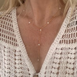 Floating Pearl Lariat Necklace